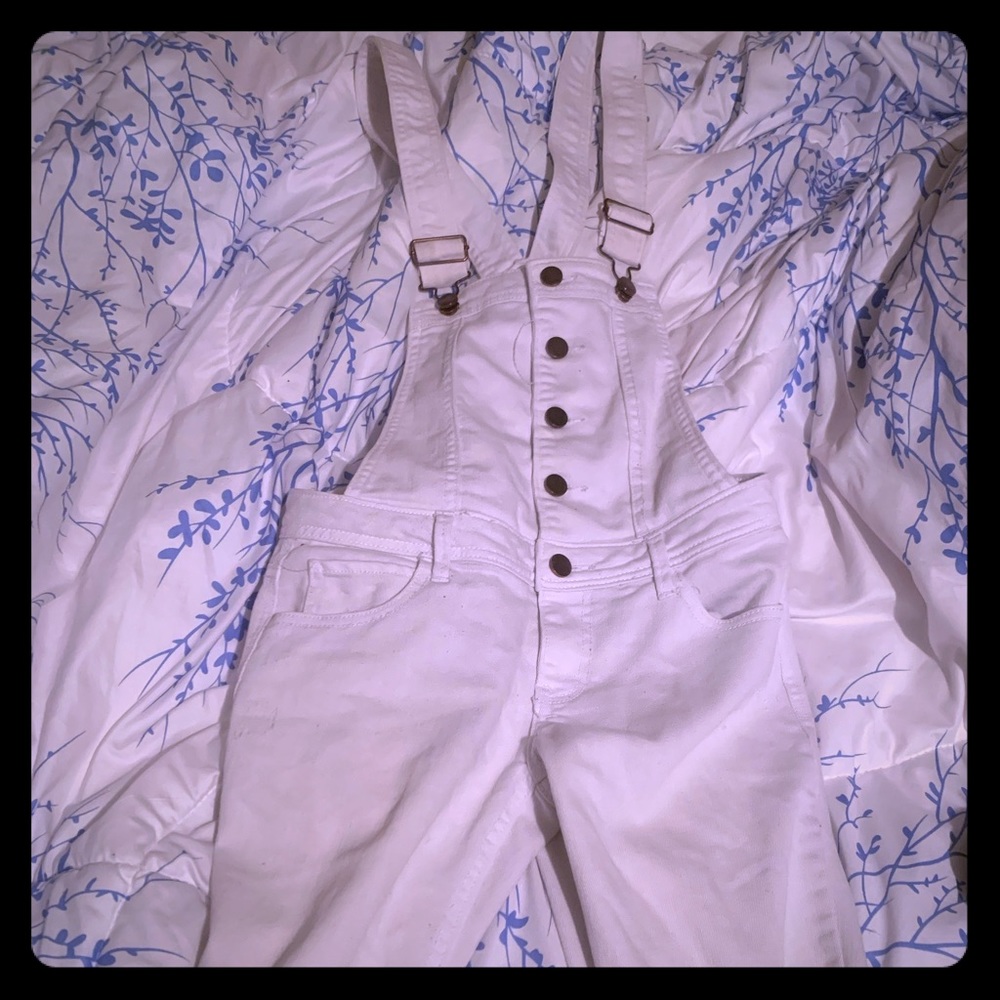 White Denim Overalls